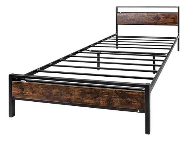 Base Cama Country Tipo Madera Individual Moderna Metal Acero Houzer