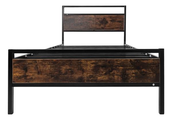Base Cama Country Tipo Madera Individual Moderna Metal Acero Houzer
