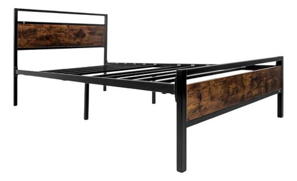 Base Cama Country Tipo Madera Individual Moderna Metal Acero Houzer