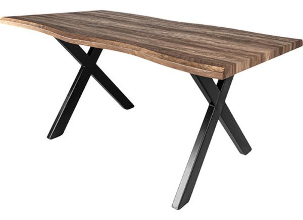 Mesa Comedor Rustica Tipo Madera 1.60m 6 Personas Acero Houzer