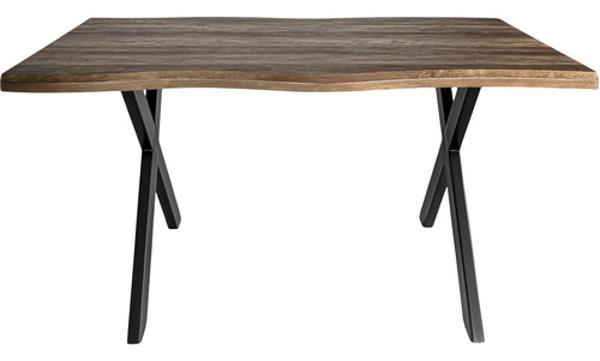 Mesa Comedor Rustica Tipo Madera 1.60m 6 Personas Acero Houzer