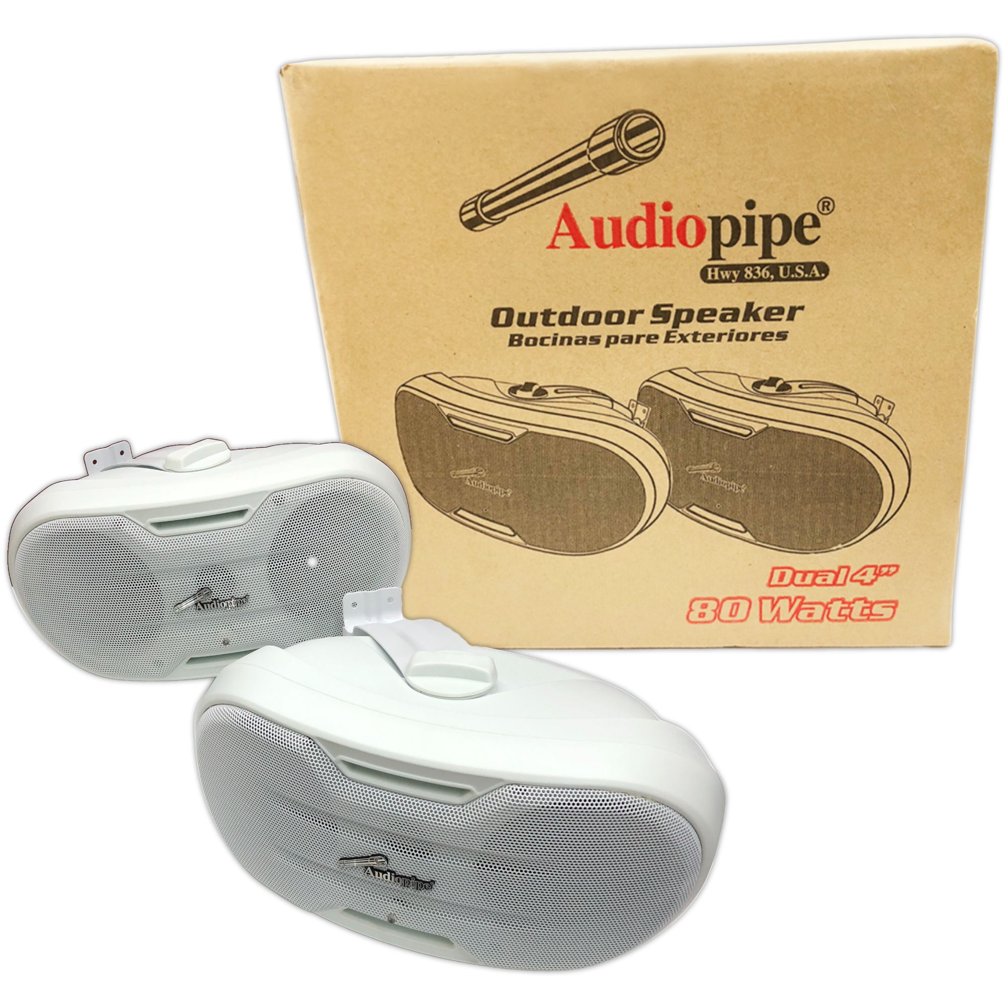 Bocinas Marinas Dual Para Exteriores Audiopipe ODP-OV24WH