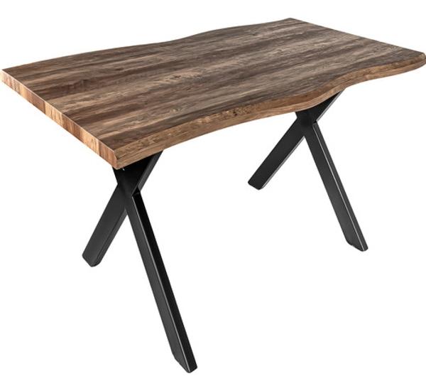 Mesa Comedor Rustica Tipo Madera 1.60m 6 Personas Acero Houzer