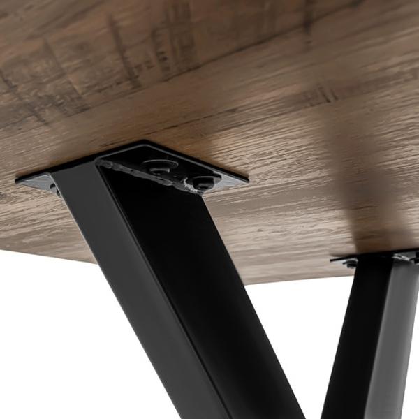 Mesa Comedor Rustica Tipo Madera 1.60m 6 Personas Acero Houzer