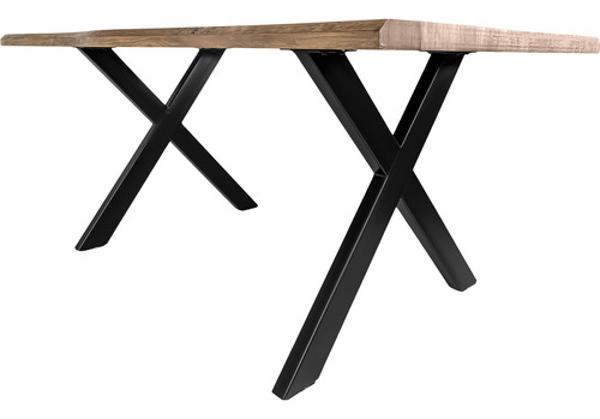 Mesa Comedor Rustica Tipo Madera 1.60m 6 Personas Acero Houzer