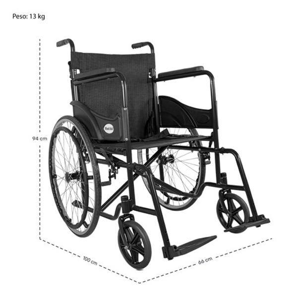 Silla Ruedas Aluminio Ligera Plegable Lisa 22 Pulgadas Esctructura Negro Nanofort