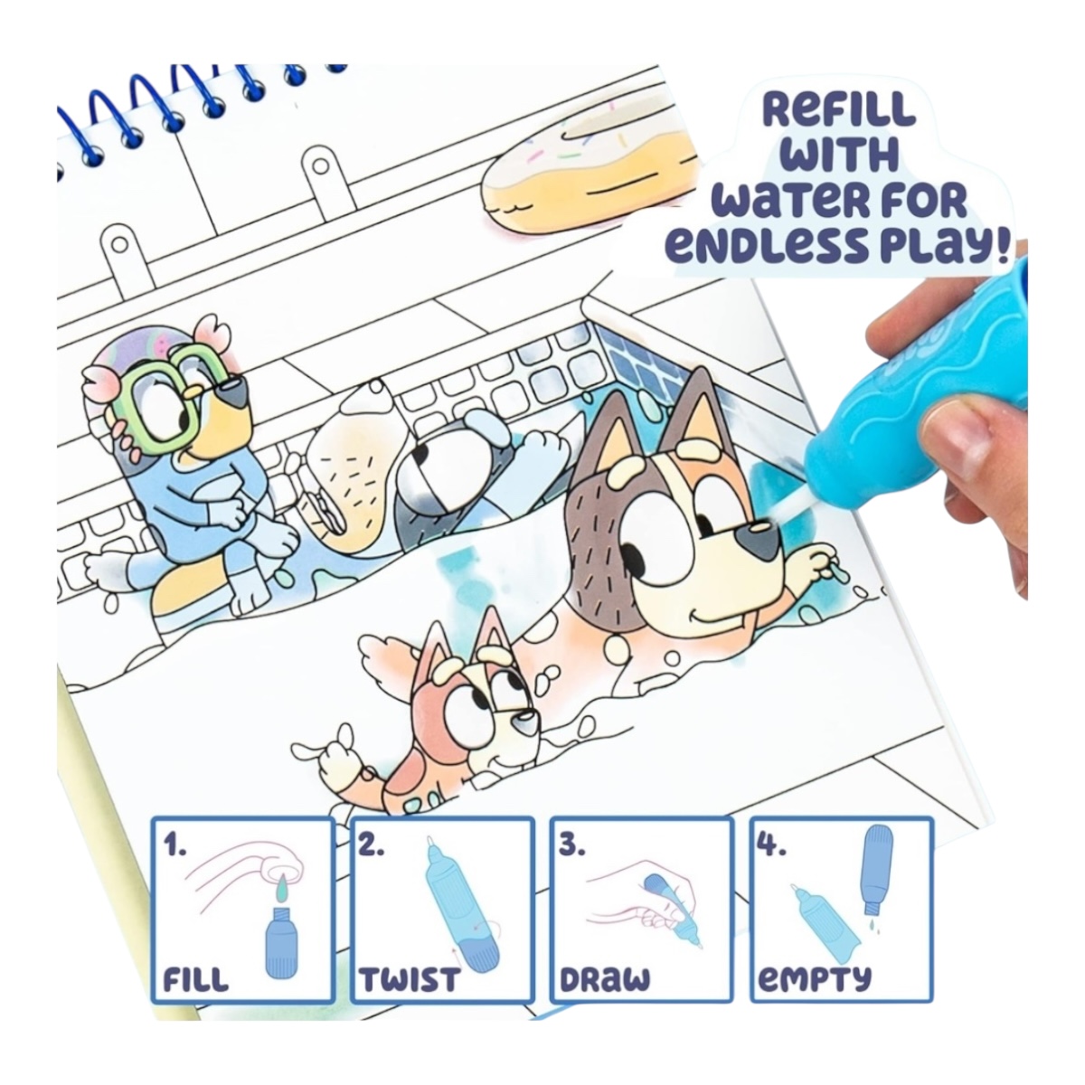 Bluey Libro Para Colorear Con Agua Revela Color
