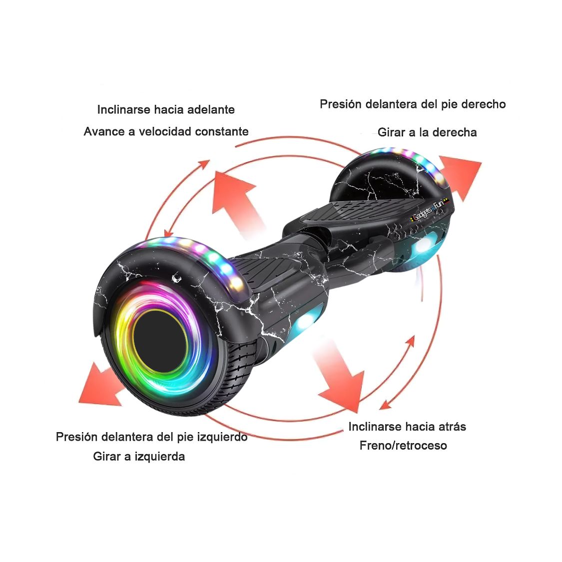 Patineta Eléctrica Hoverboard Gadgets&fun Con Bocina Bluetooth Y Luces Led 