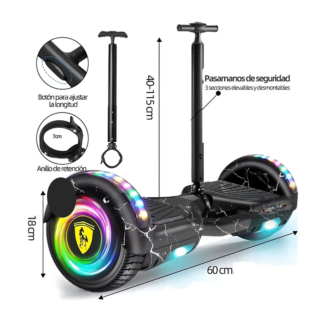 Patineta Eléctrica Hoverboard Gadgets&fun Con Bocina Bluetooth Y Luces Led 