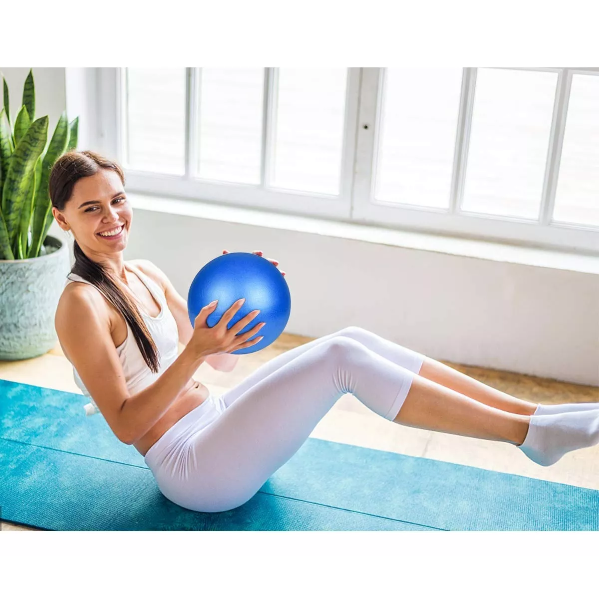5 Set Bloque Para Yoga Pelota De Pilates Bandas Resistencia Azul