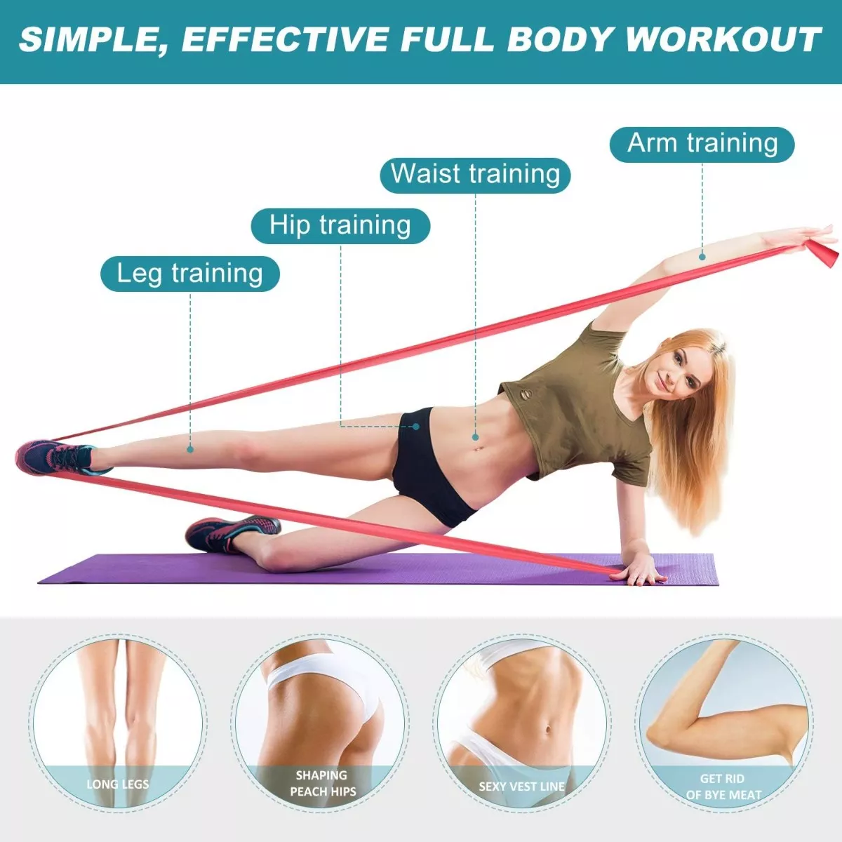 Bandas Elásticas De Resistencia Ejercicio Fitness Yoga 6 Pcs