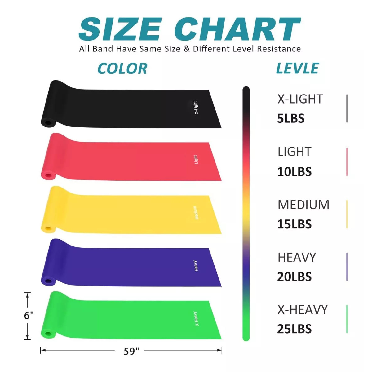 Bandas Elásticas De Resistencia Ejercicio Fitness Yoga 6 Pcs