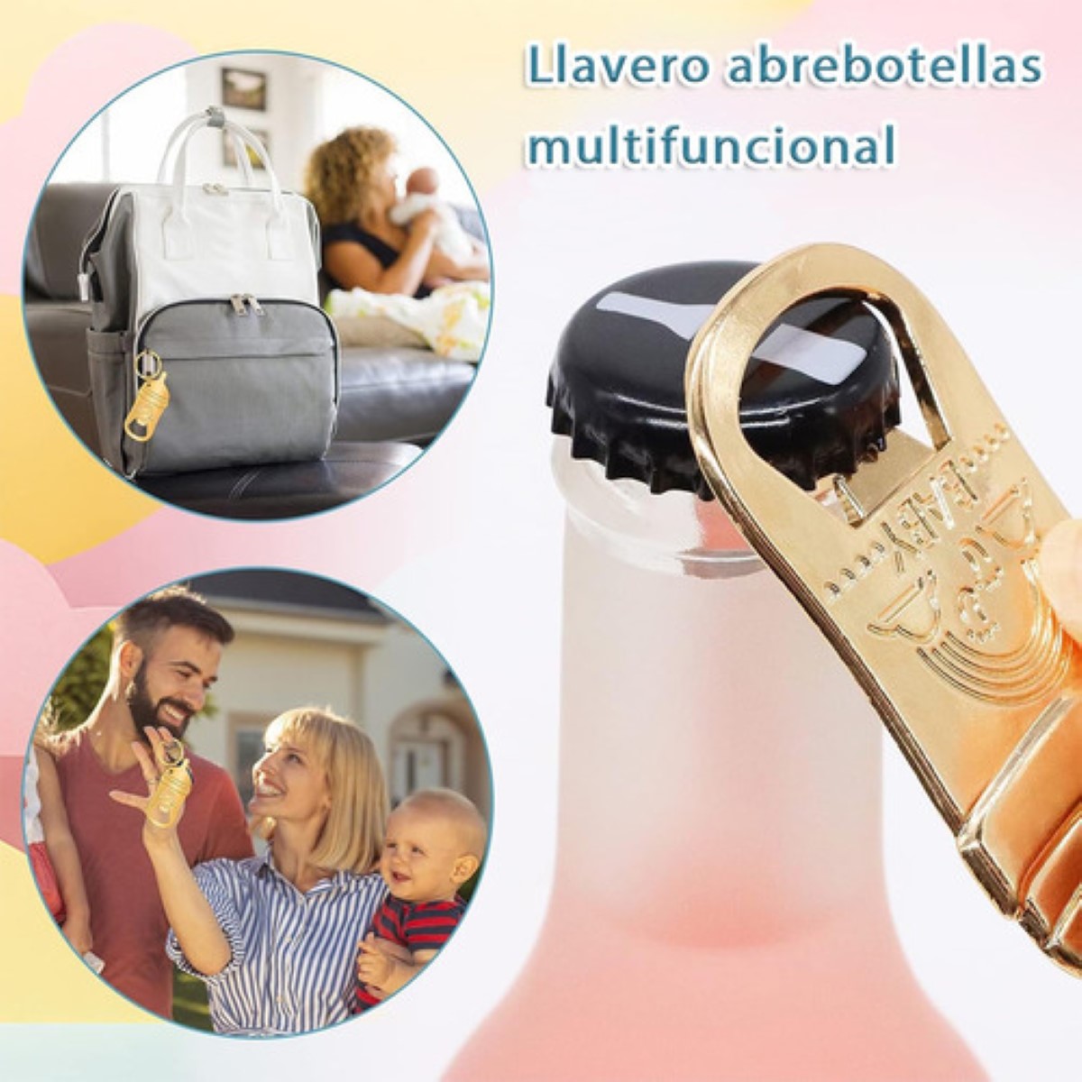 20 Pzas Regalo De Baby Shower Llaveros Chupete Saca Corchos  DORADOS