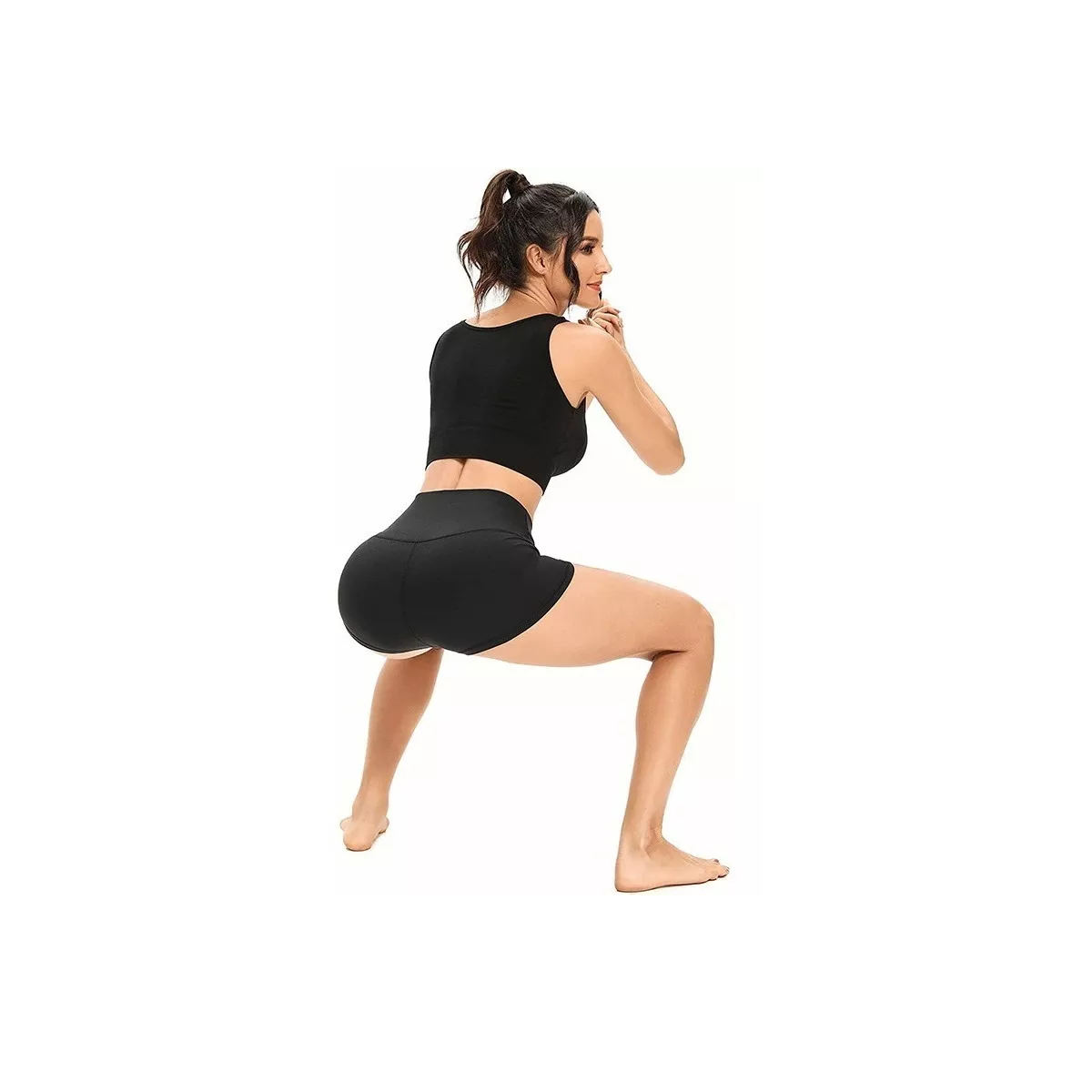  2 Pcs Pantalones Cortos De Gimnasio Licra Fit Negro Talla:XL65kg-80kg