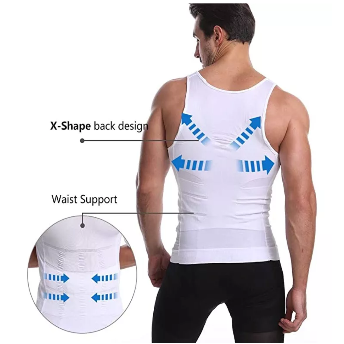 Camiseta Faja Playera Reductora Moldeadora Hombre Blanco Talla: S