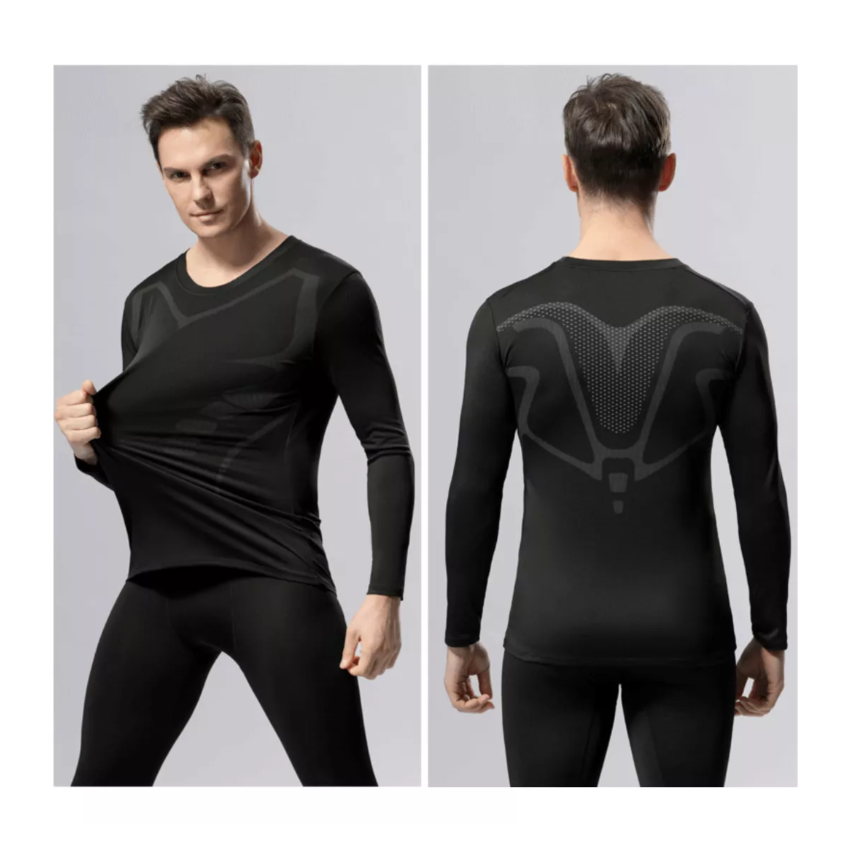 Playera Deportiva Casual Manga Larga Corte Entallado Color Negro: Talla M