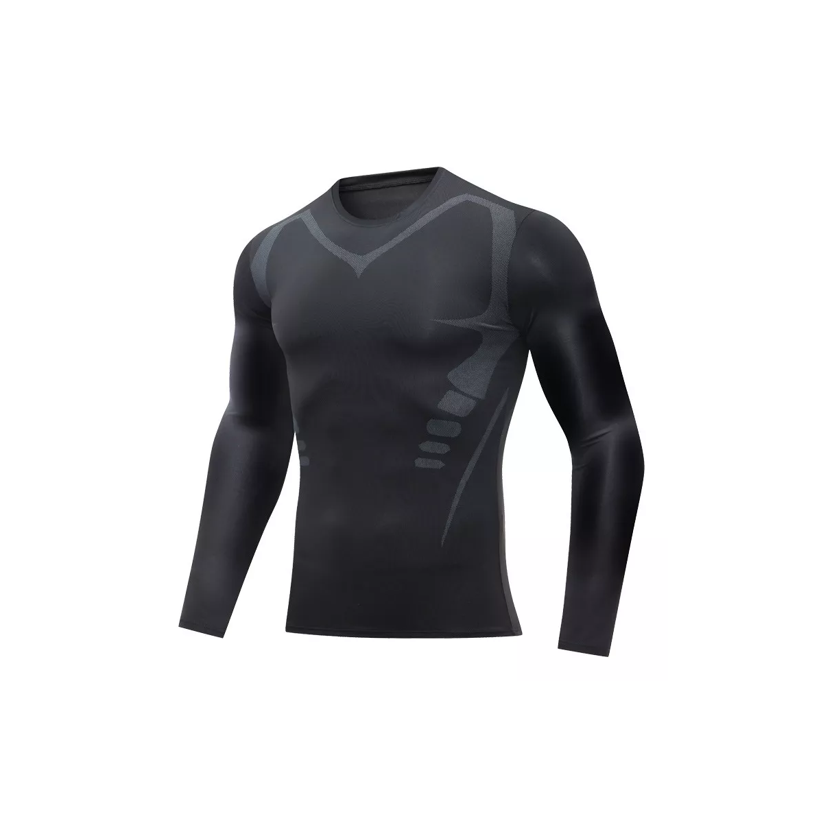Playera Deportiva Casual Manga Larga Corte Entallado Color Negro: Talla M