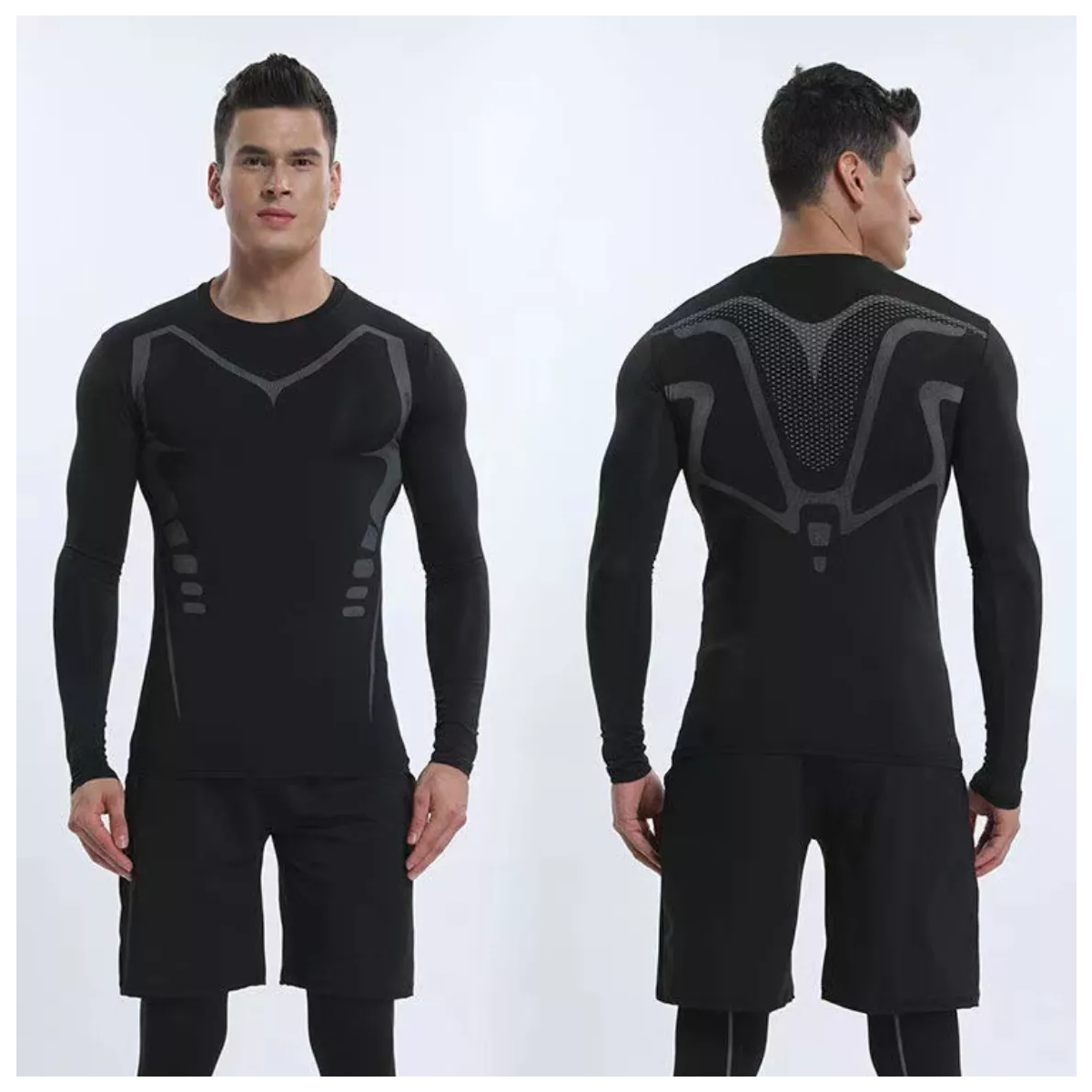 Playera Deportiva Casual Manga Larga Corte Entallado Color Negro: Talla M