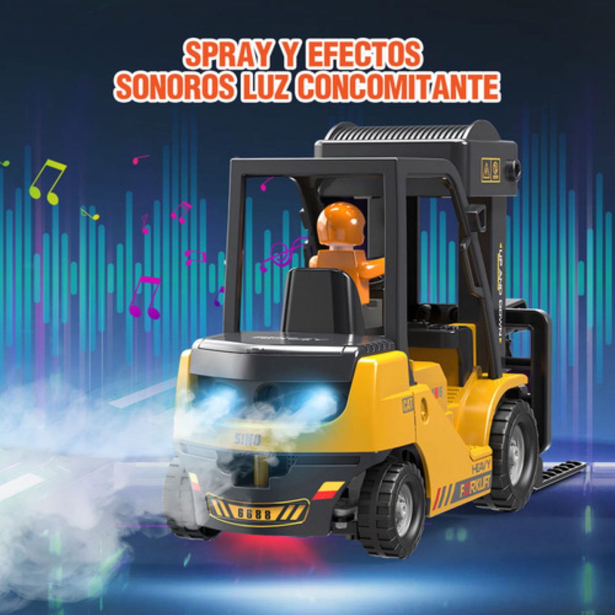 Montacargas A Control Remoto Con Luz Y Música Para Niños AMARILLO