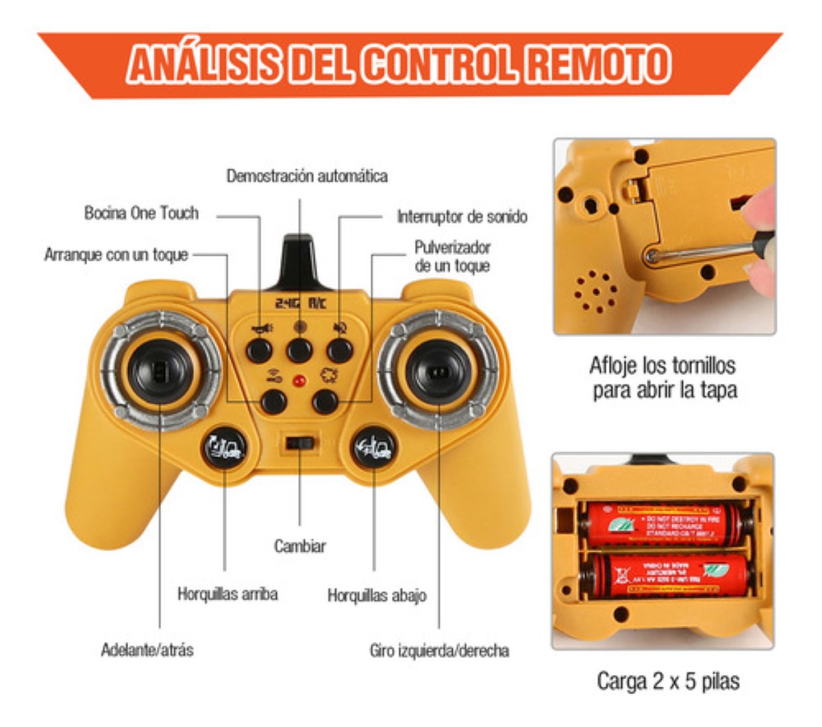 Montacargas A Control Remoto Con Luz Y Música Para Niños AMARILLO