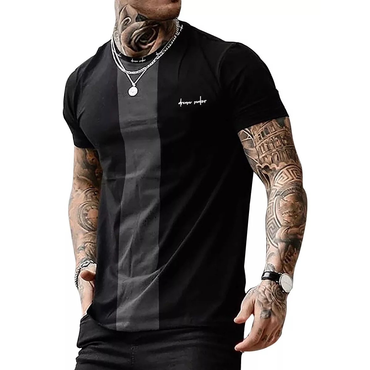 Playera Para Hombres Deportiva Manga Corta Gym Ralla Gris Talla: G