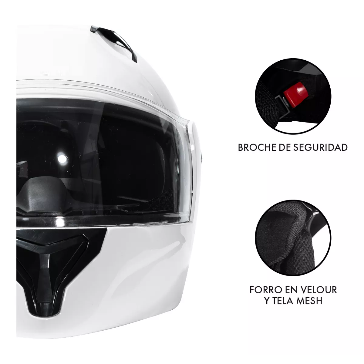 Casco Moto Abatible Plegable Gafas Color:Blanco Talla: L