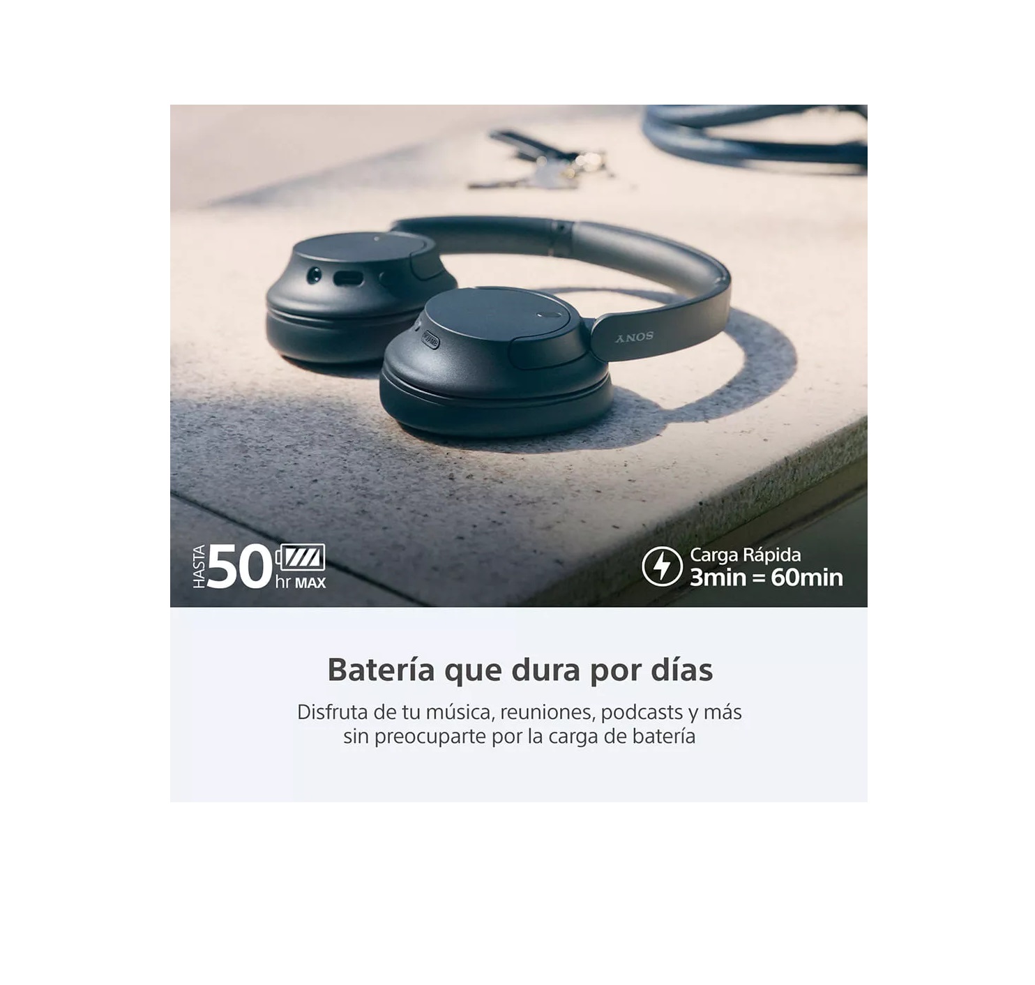 Audífonos Sony Diadema Inalámbricos Bluetooth Con Cancelación De Ruido Modelo: WH-CH720N Color Negro
