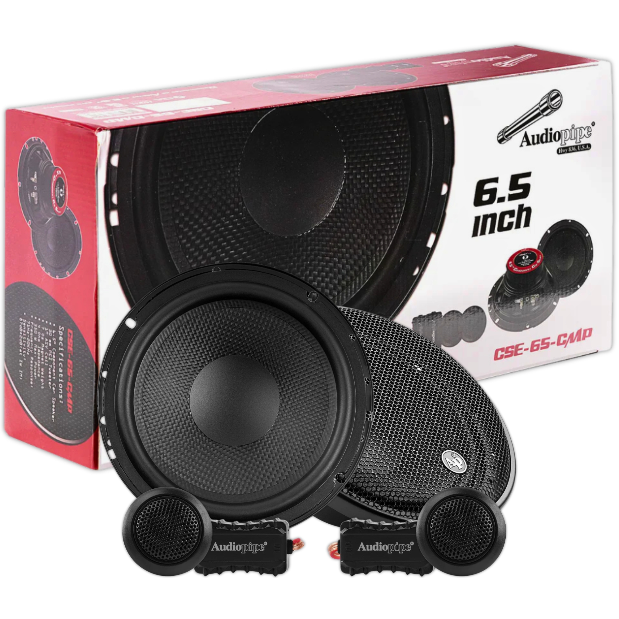 Set de Medios 6.5 Audiopipe CSE-65-CMP 350W Fibra Carbono