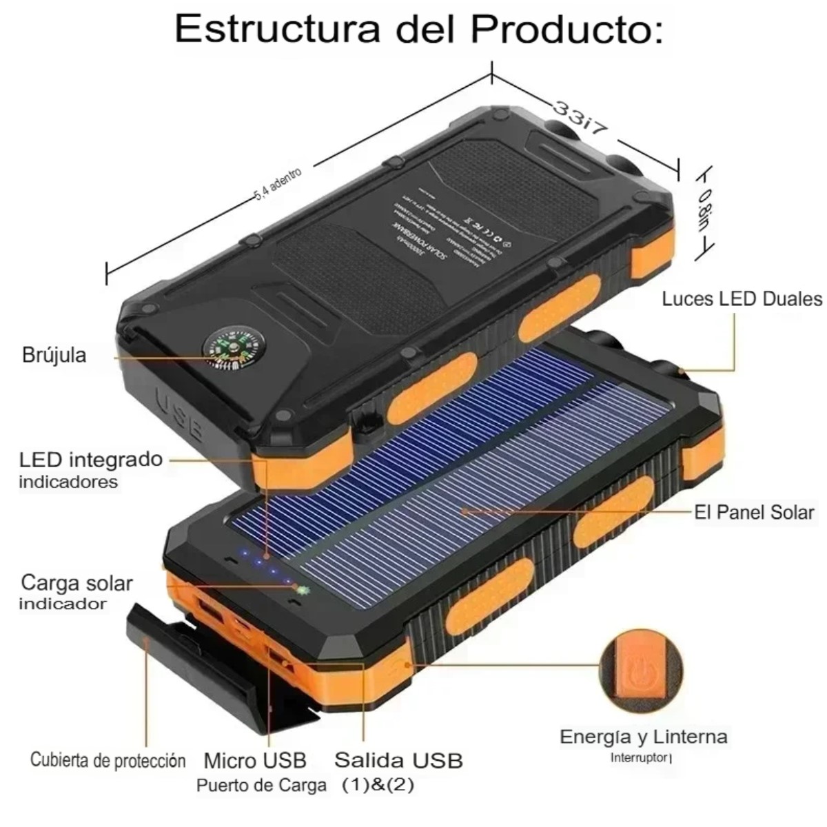 Batería banco energía panel solar verde recargable energía respaldo portátil aire libre 200000mAh