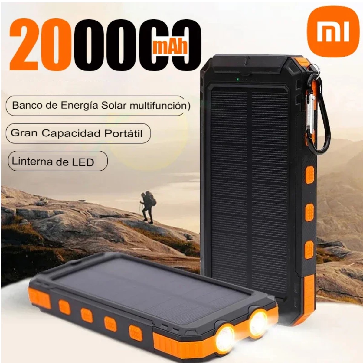 Batería banco energía panel solar verde recargable energía respaldo portátil aire libre 200000mAh
