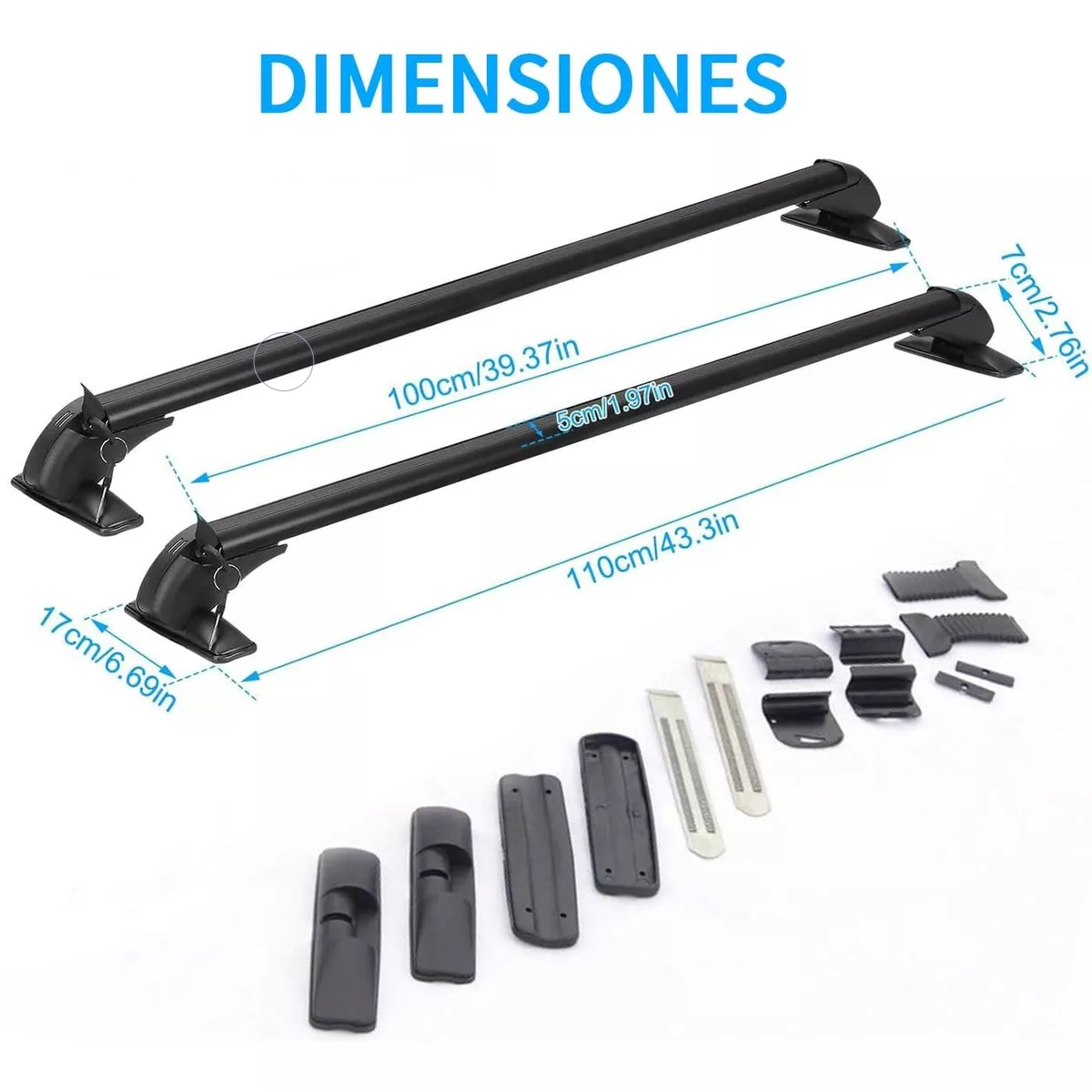 Barras Portaequipaje Universales Rack Aluminio Con Ganchos