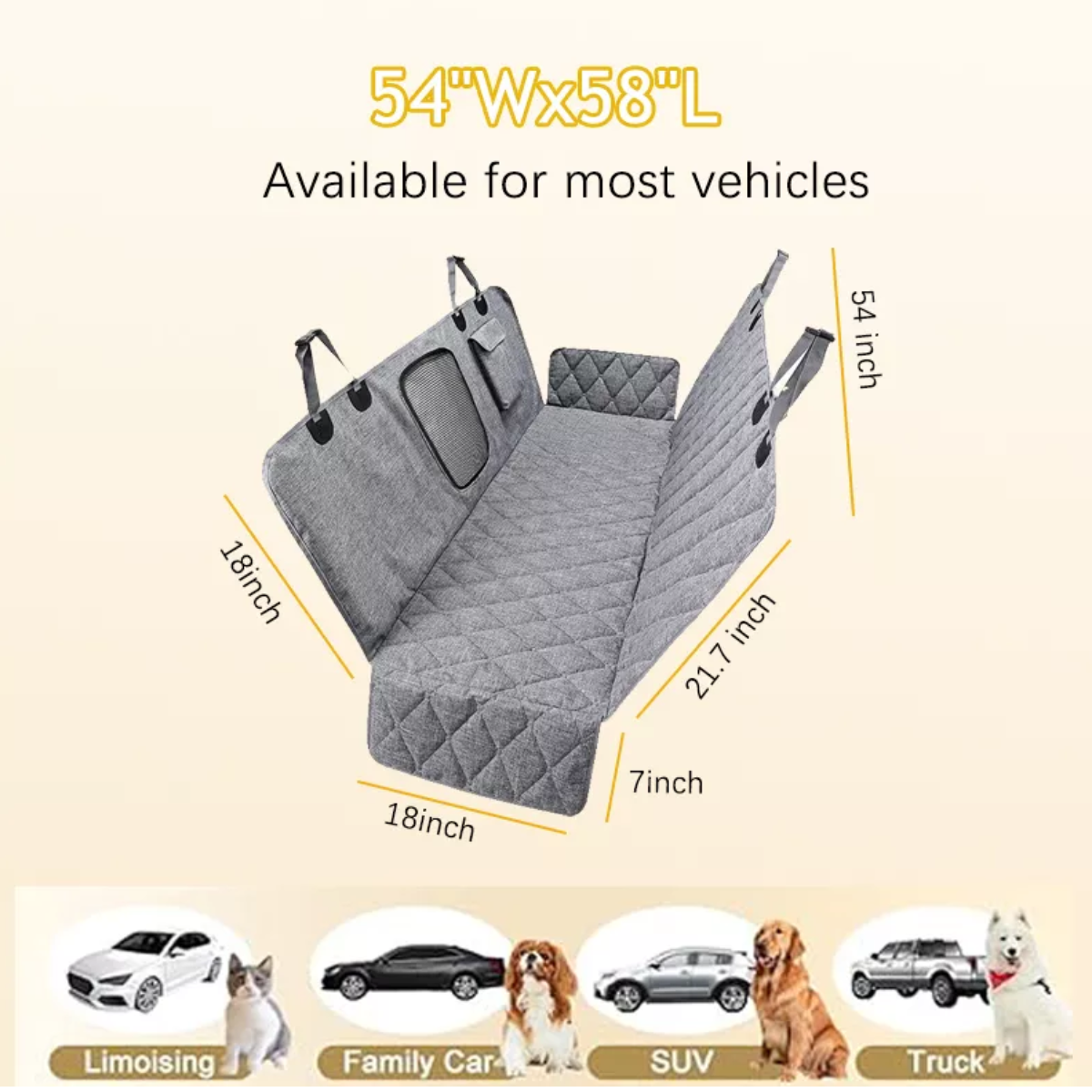 Funda Impermeable Cubre Asiento Para Mascotas Perro De Auto