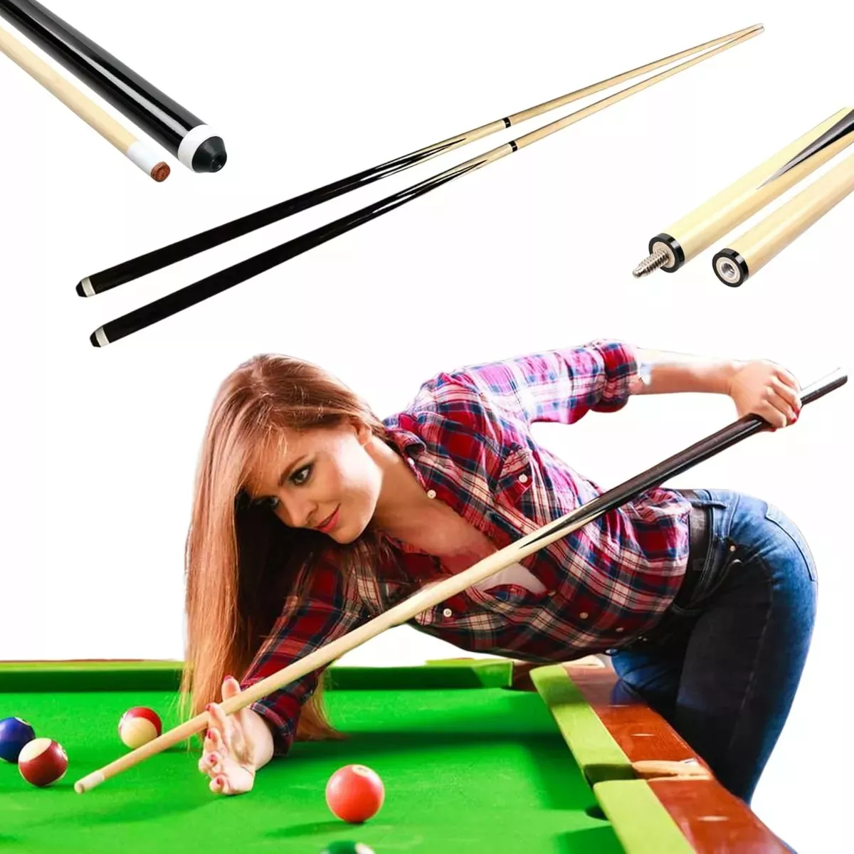 1 Taco Billar De Maple Palos Snooker Desarmable Profesional