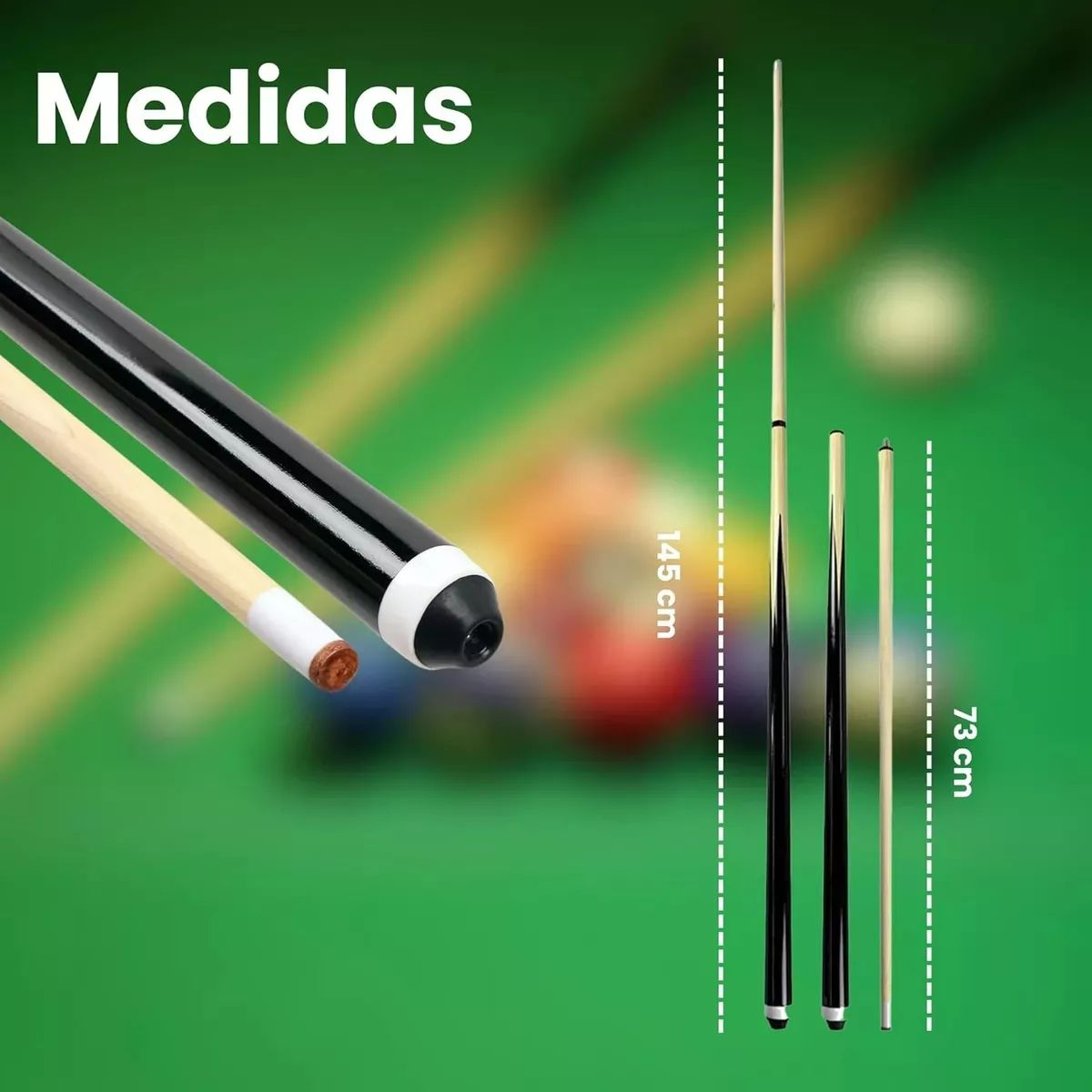 1 Taco Billar De Maple Palos Snooker Desarmable Profesional
