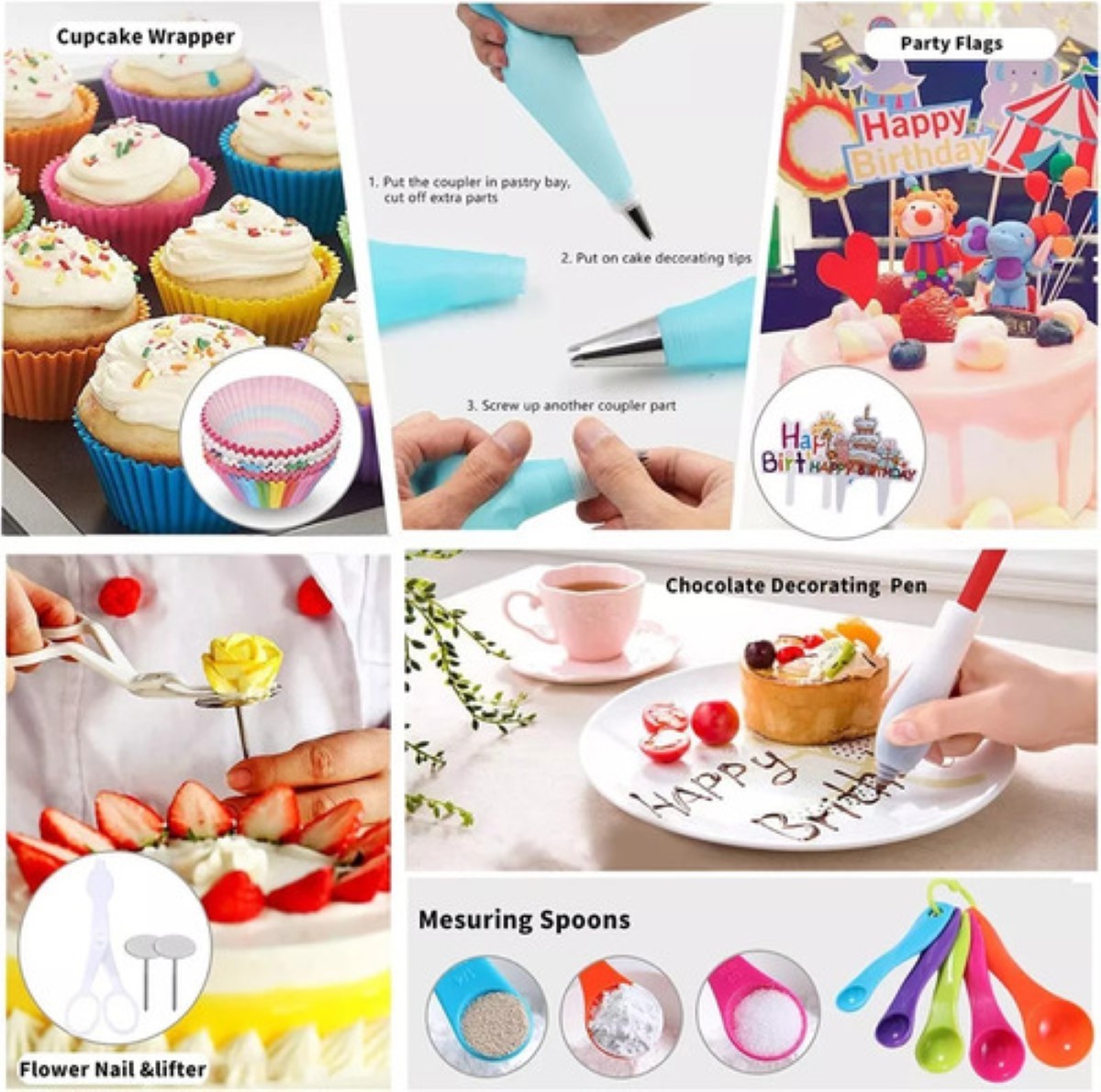 Kit De Decoración De Pasteles Set De Reposteria 322pzs COLORES