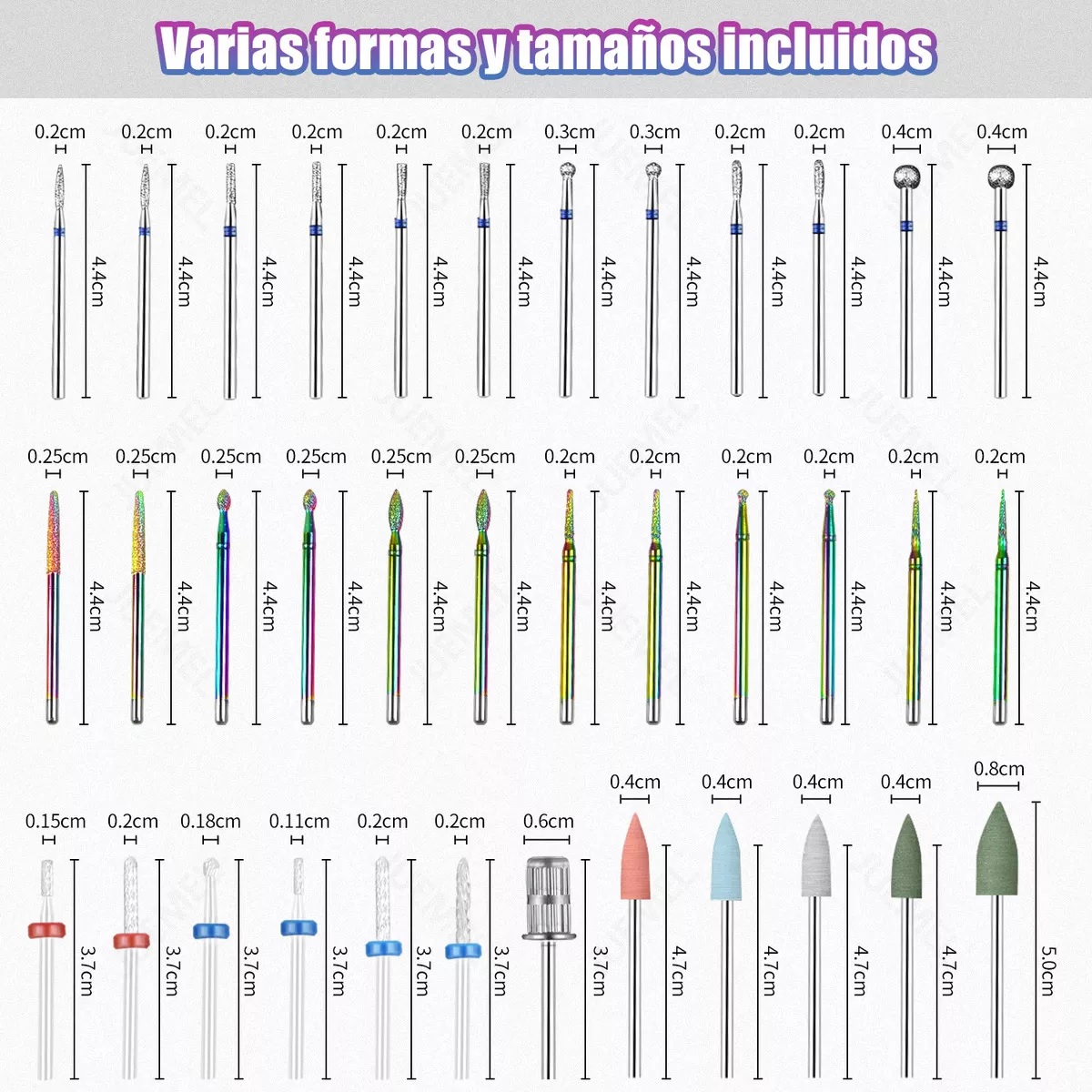 72pz Puntas Para Drill Taladro De Uñas Cerámica Brocas Pulidores