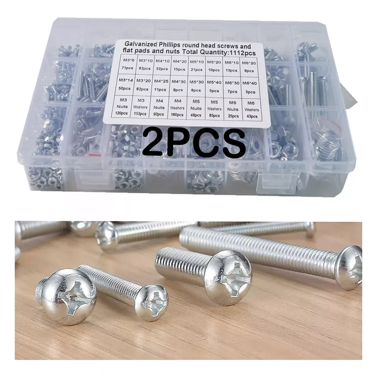 Kit Surtido De 2224 Piezas De Tornillos, Pernos Y Tuercas