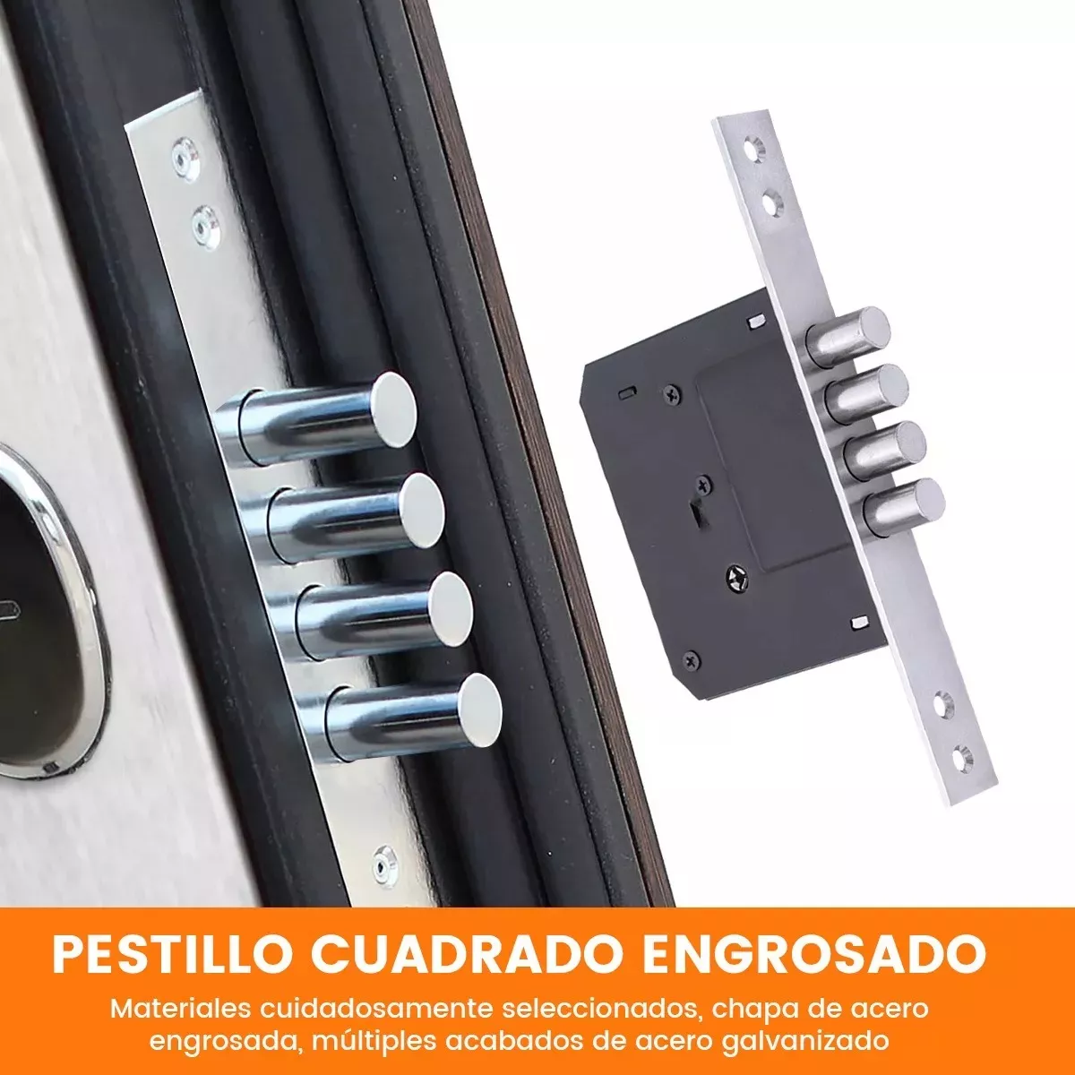 Cerradura Chapa Cerrojo 4 Bulones Llave Tetra Níquel
