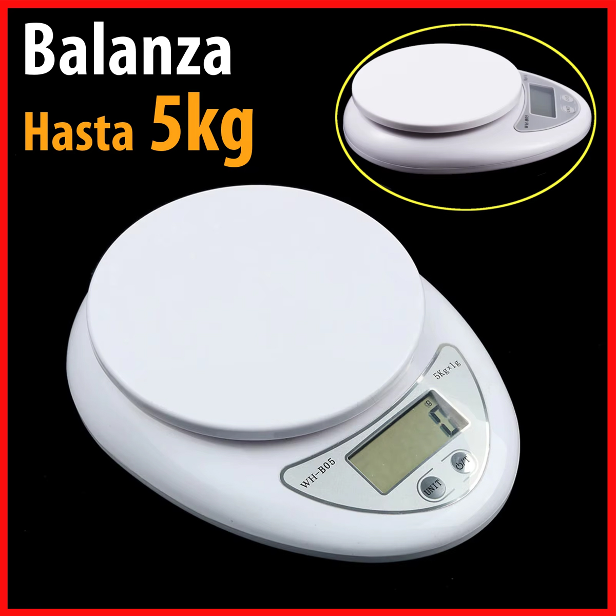Bascula Digital Gramera Para Cocina Hasta 5kg Multifuncional
