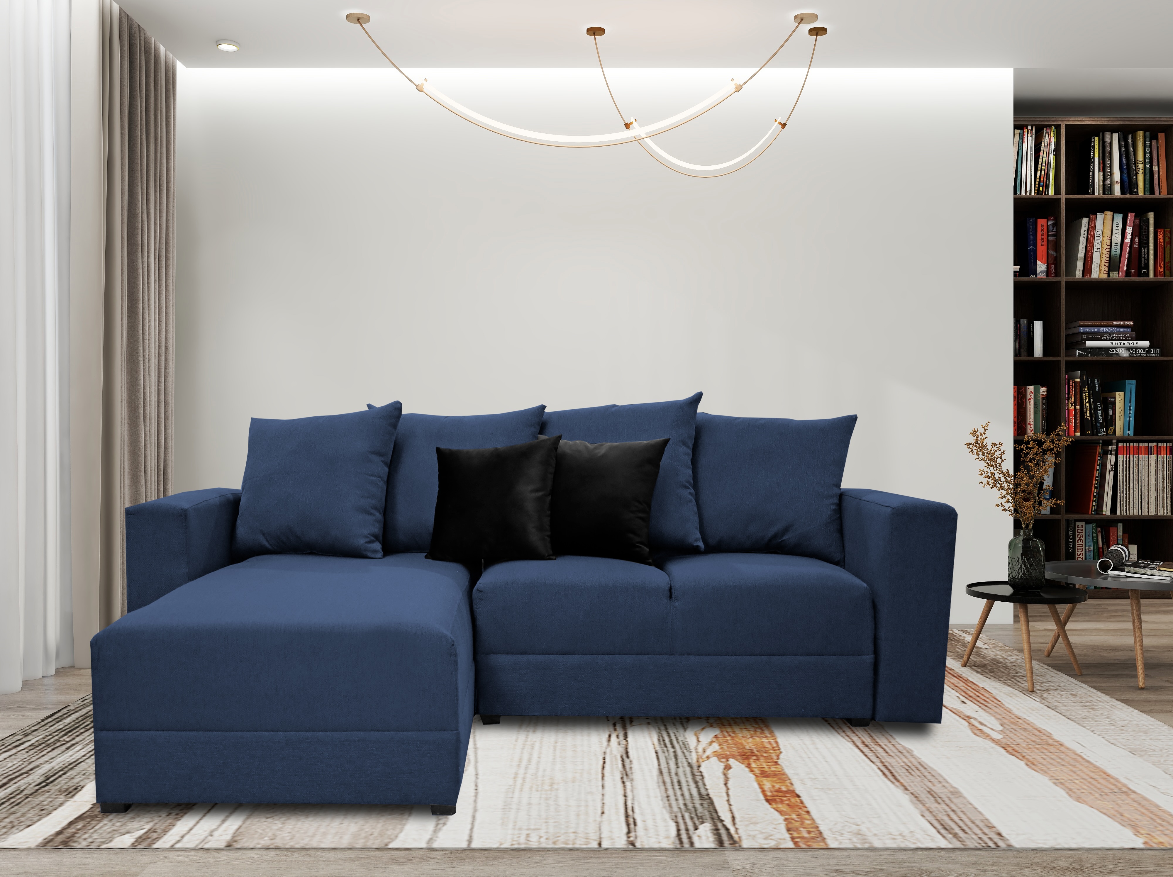 Sala Esquinera Lombar Azul 220x160 cm Tela lino nacional El Bazar Store.