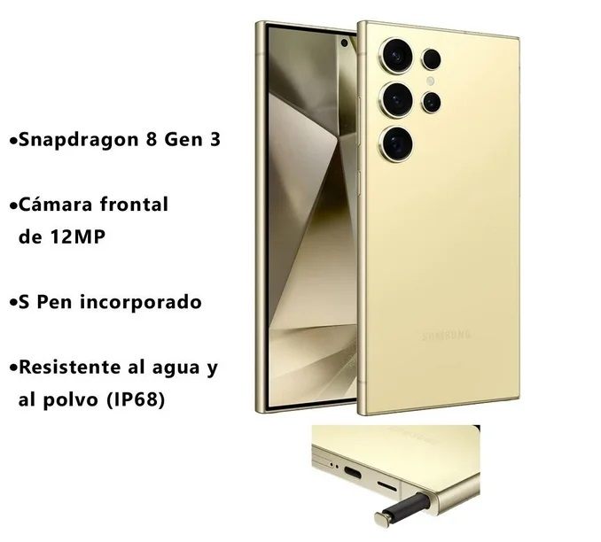 Samsung Galaxy S24 Ultra 5G 256Gb 12Ram Dual Sim, Color Amarillo Titanium Nuevo Desbloqueado