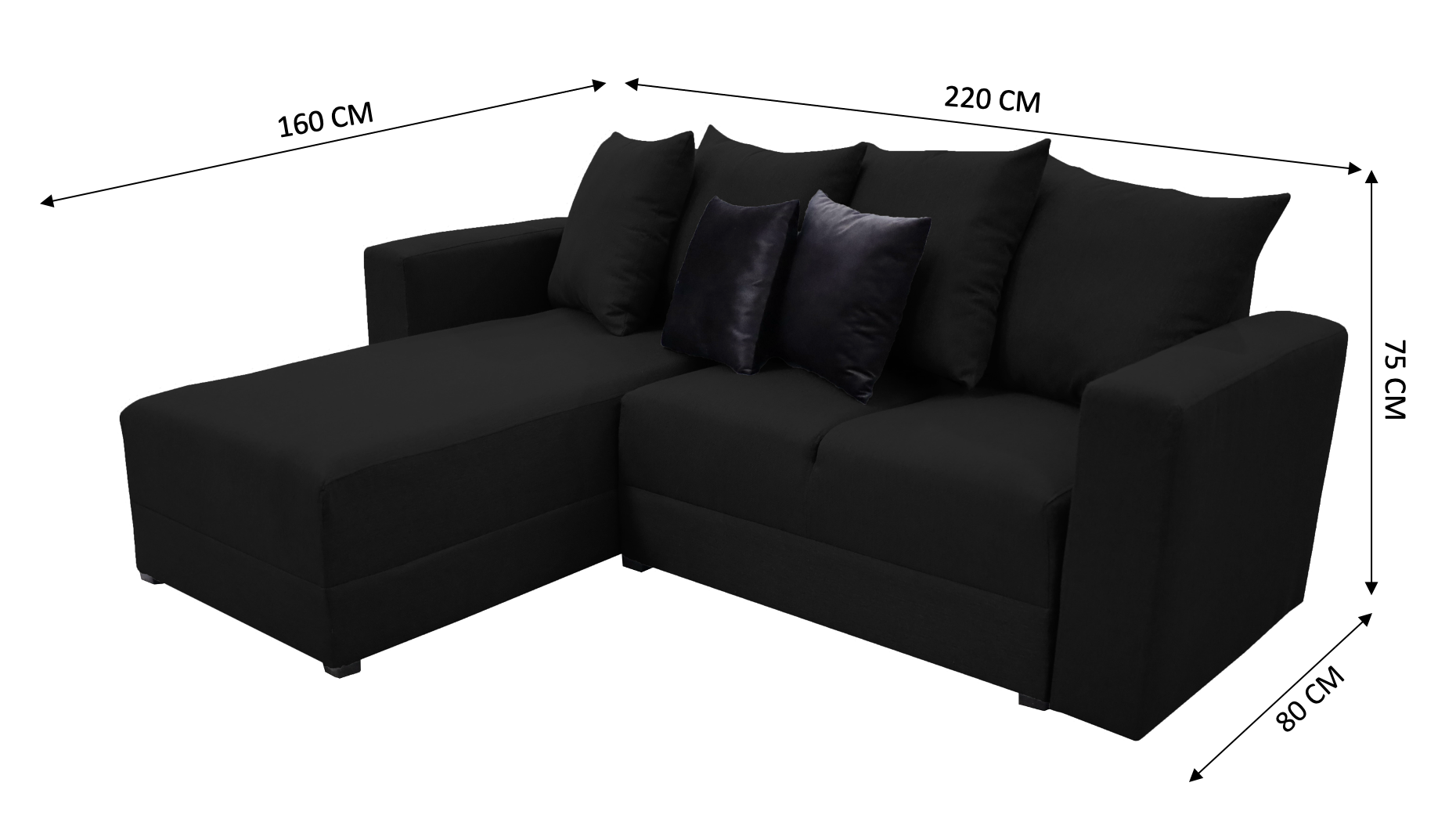 Sala Esquinera Lombar Lino Negro - 220x160 cm, El Bazar Store .