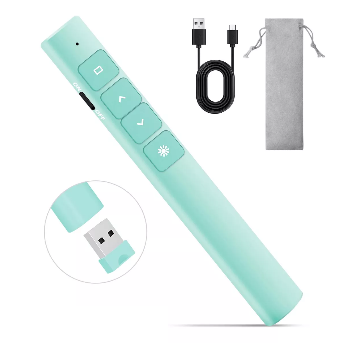 Apuntador Presentador Láser Inalámbric Remoto Usb Recargable Verde