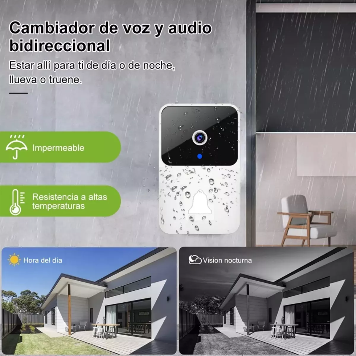 Timbre Inteligente Inalámbrico Con Cámara 1 Transmiso 1 Re