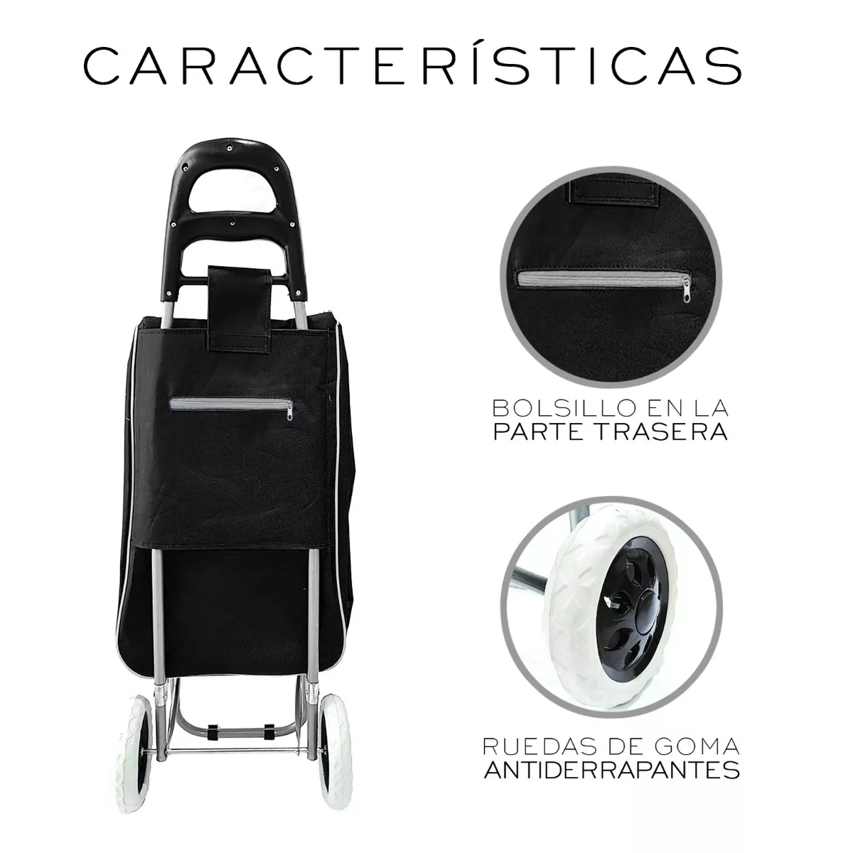 Carrito Para Mandado Compras Plegable Multiusos Resistente Negro