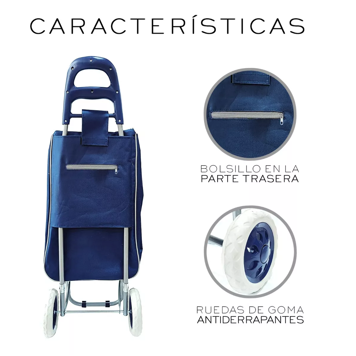 Carrito Para Mandado Compras Plegable Multiusos Resistente Marino