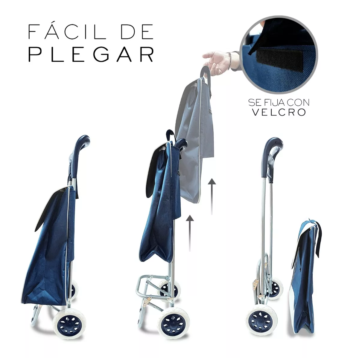 Carrito Para Mandado Compras Plegable Multiusos Resistente Marino