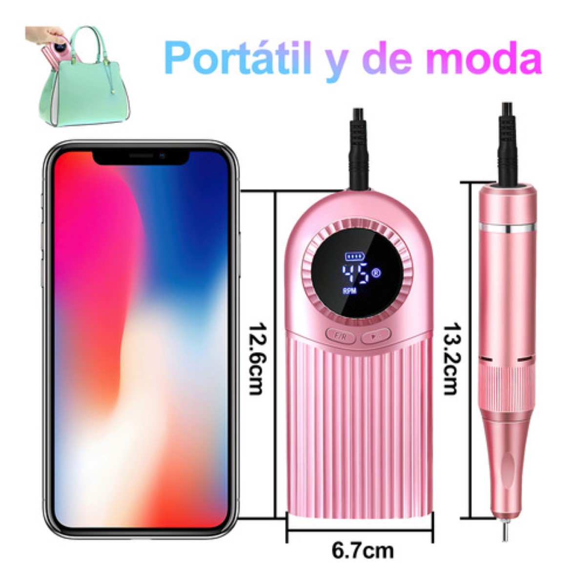 Pulidor De Uñas Esmeril Profesional Drill 45000 Rpm ROSA 