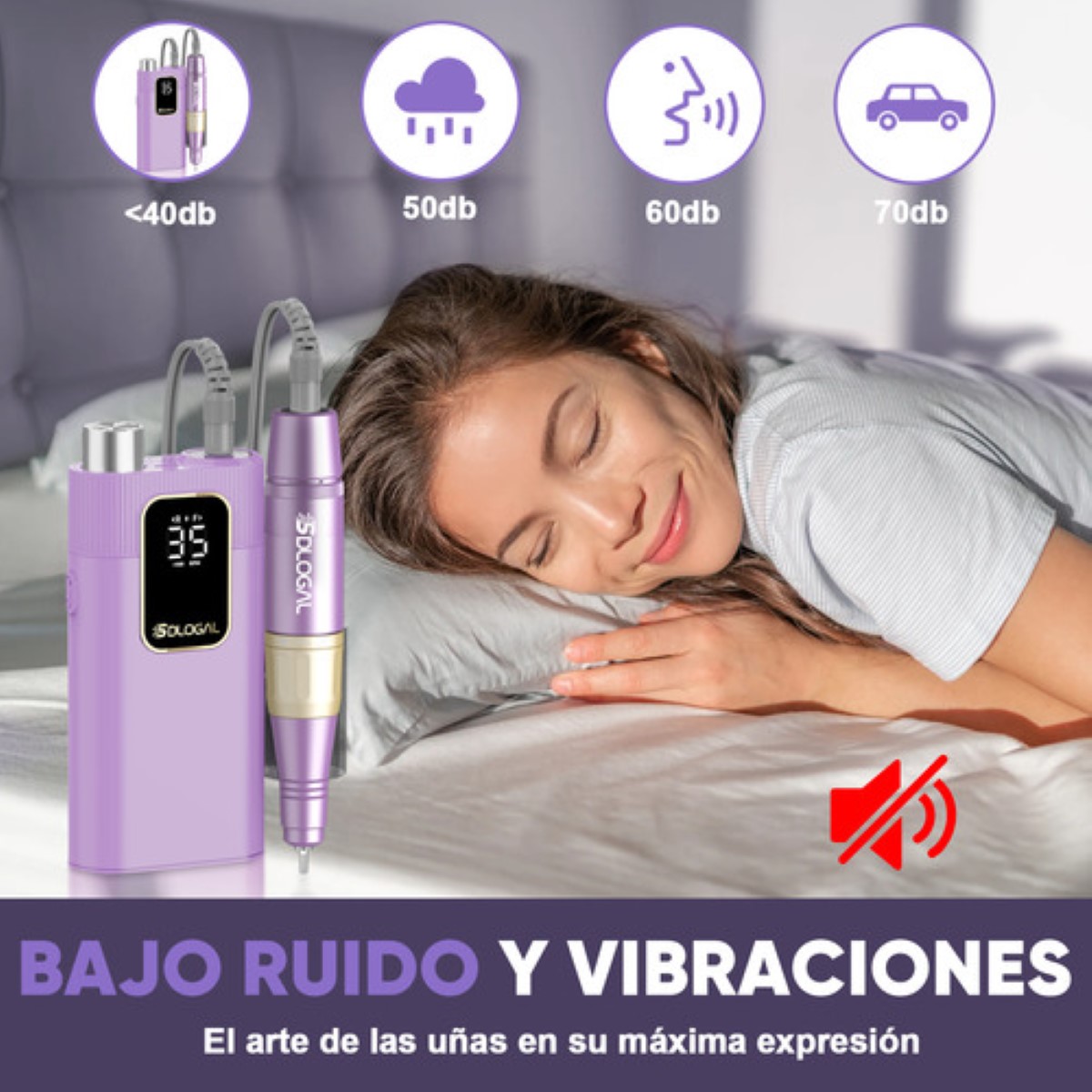 Pulidor De Uñas Esmeril Profesional Drill Portátil 35000 Rpm MORADO