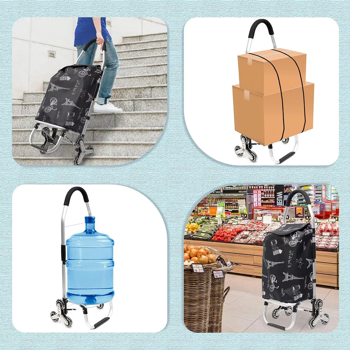 Carrito De Compras Con Bolsa De Lona Impermeable Extraíble